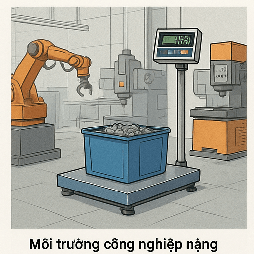 Cân bàn điện tử hoạt động trong môi trường công nghiệp nặng